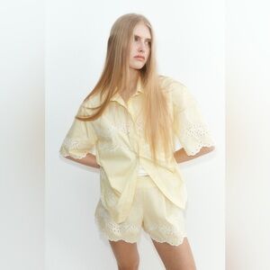 NWT H&M Eyelet-Embroidered Cotton Shirt & Shorts